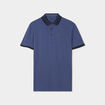 Polo coton stretch droit manches courtes bleu fonc&eacute; homme