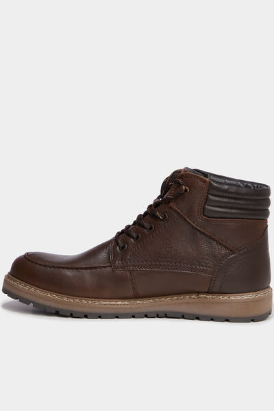 Boots &agrave; lacets en cuir marron homme