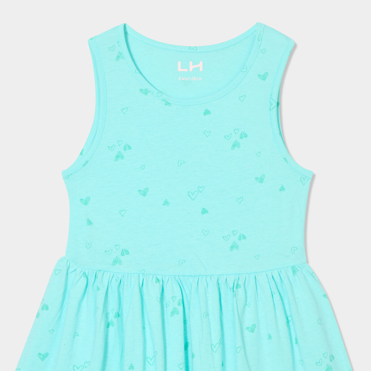 Robe patineuse sans manches coton bleu clair fille