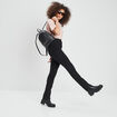 Jeans slim taille haute fendu denim noir femme