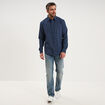 Chemise droite imprim&eacute;e manches longues bleu marine homme