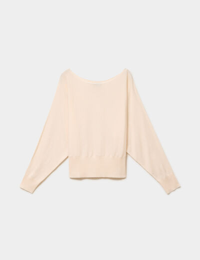 Pull encolure bateau manches longues beige femme