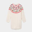Robe pull droite manches longues No&euml;l ecru fille
