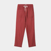 Pantalon droit taille élastiquée rouge foncé femme