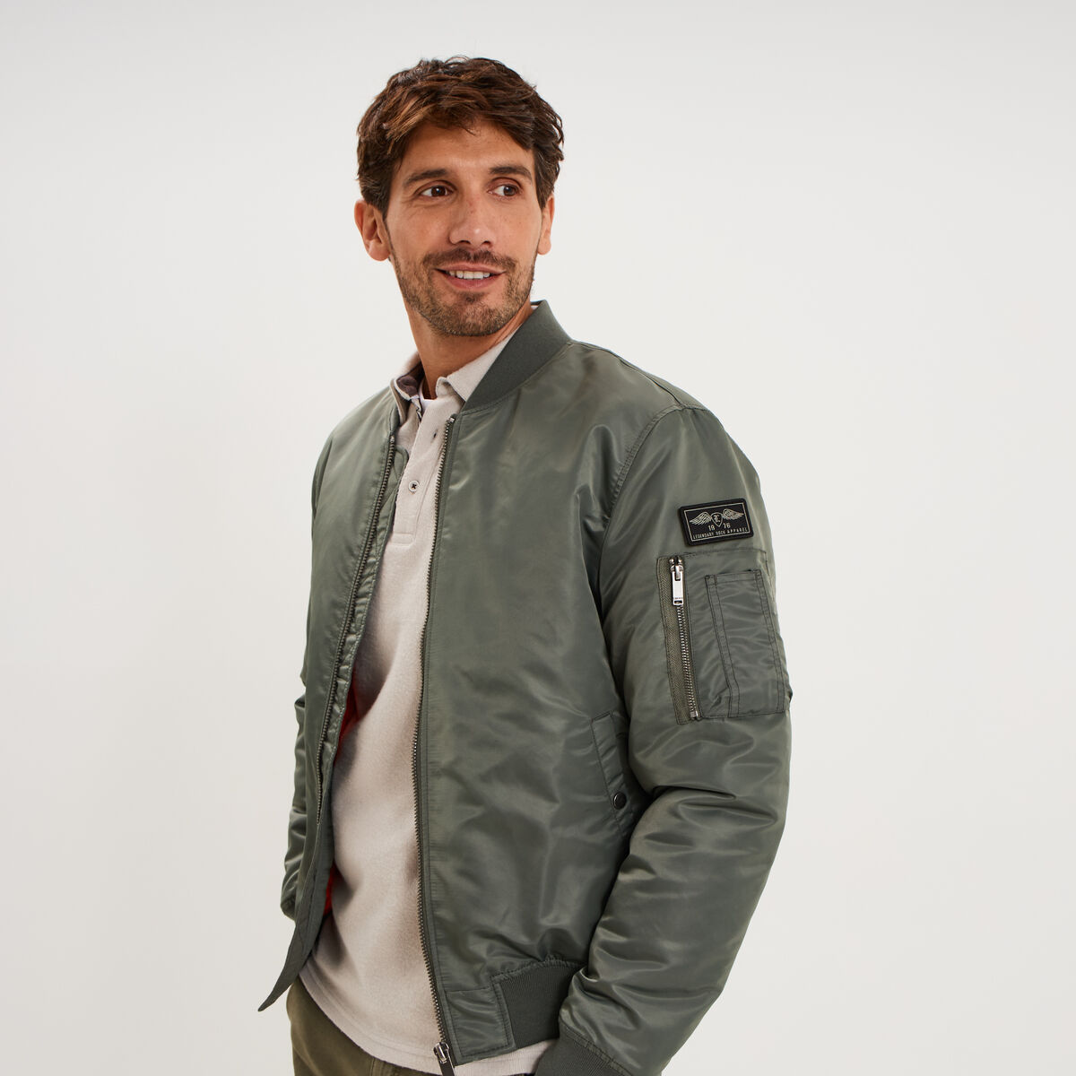 Blouson bomber d&eacute;perlant Liberto gris homme