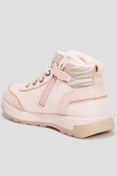 Bottines zippées Kickers Fauna rose fille
