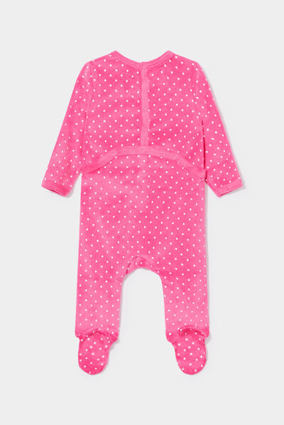 Dors-bien velours manches longues rose fushia bébé fille