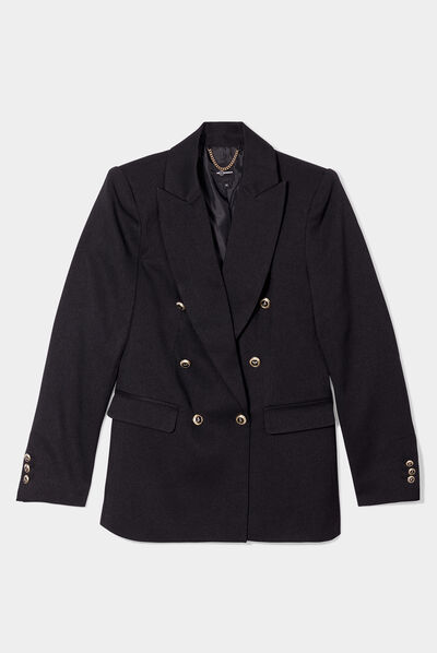 Veste blazer double boutonnage noir femme