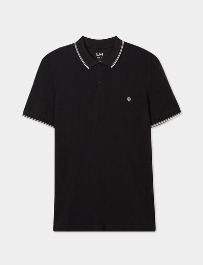Polo manches courtes bords contrastés noir homme
