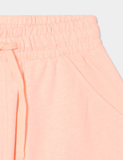 Short de jogging taille élastiquée orange fluo fille