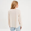 Blouse manches brod&eacute;es ajour&eacute;es coton beige femme