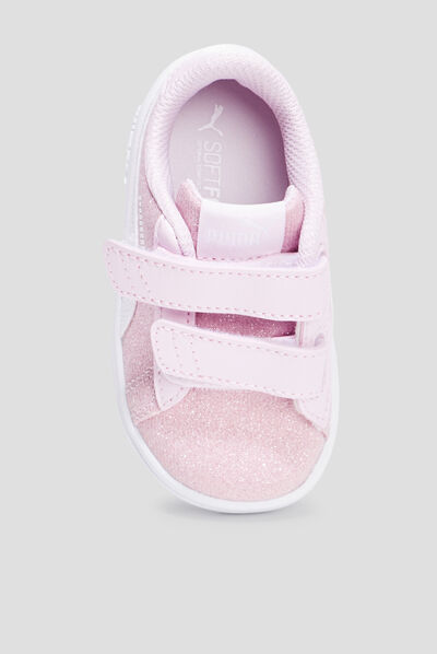 Tennis basses pailletées Puma Smash rose bébé fille
