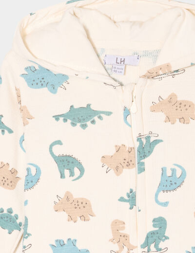 Sweat zippé à capuche coton ecru bébé garçon