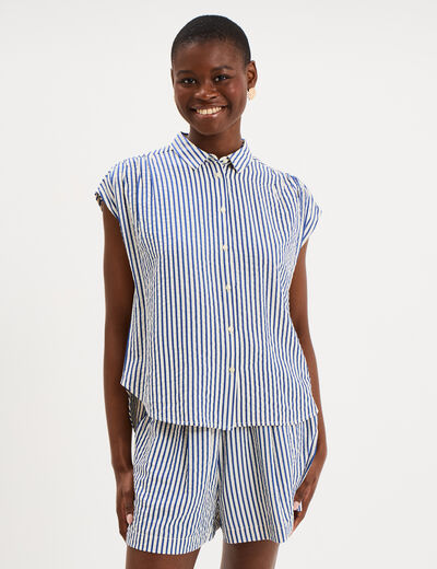 Chemise sans manches bleu femme