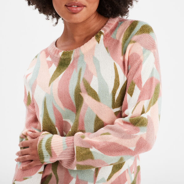 Pull col rond manches longues multicolore femme