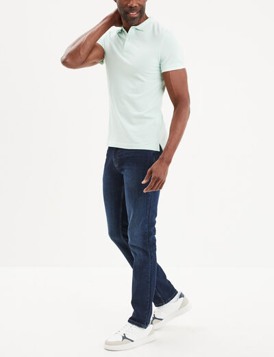Polo manches courtes bords contrastés vert pastel homme