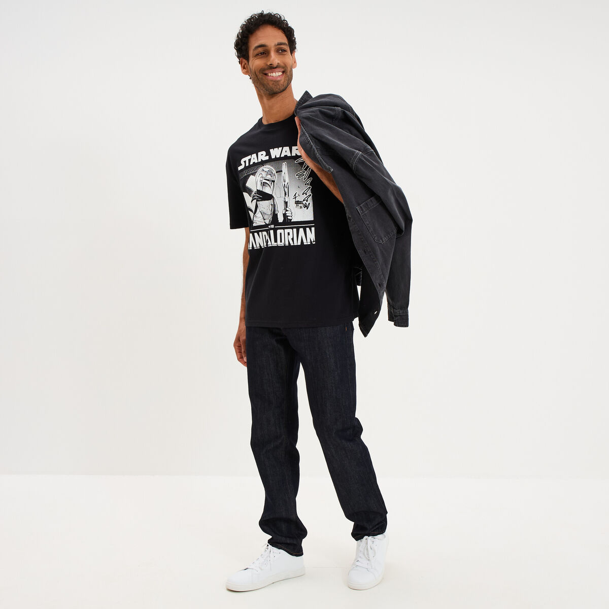 T-shirt coton Star Wars Mandalorian noir homme