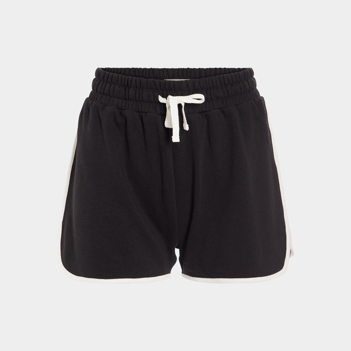 Short de jogging droit taille &eacute;lastiqu&eacute;e noir femme