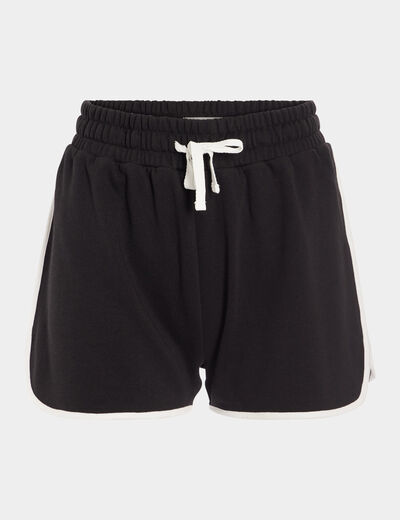 Short de jogging droit taille élastiquée noir femme