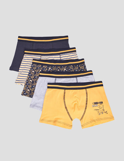 Lot 5 boxers jaune moutarde garçon
