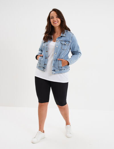 Legging court cycliste coton noir femme grande taille