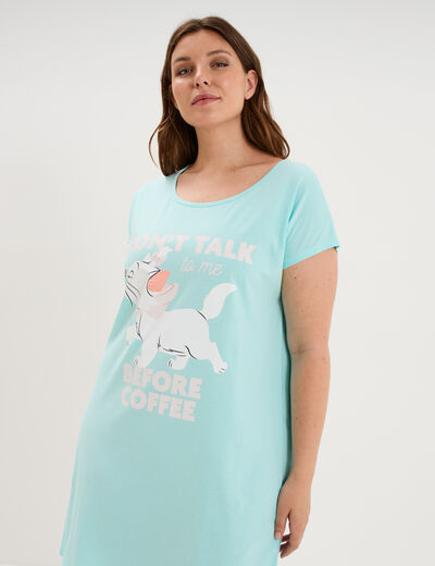 Chemise de nuit courte Aristochats Marie bleu turquoise femme grande taille