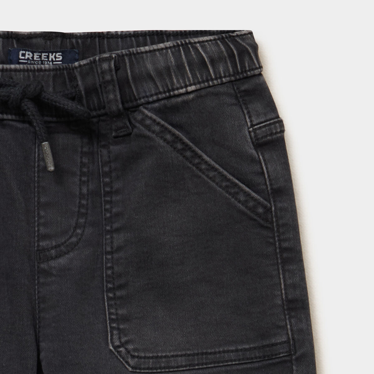 Jeans jogger droit taille &eacute;lastiqu&eacute;e denim noir gar&ccedil;on