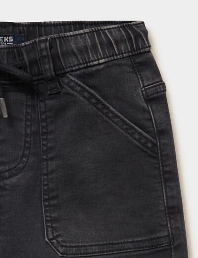 Jeans jogger droit taille &eacute;lastiqu&eacute;e denim noir gar&ccedil;on