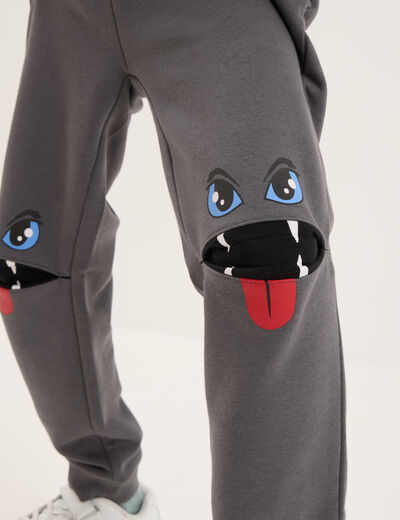 Pantalon de jogging détails genoux gris foncé garçon