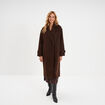 Manteau long boutonn&eacute; marron fonc&eacute; femme
