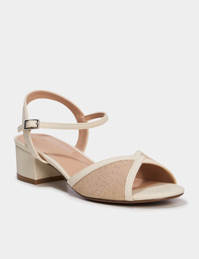 Sandales &agrave; talons 5 cm blanc femme