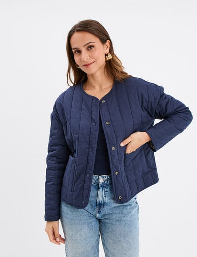 Veste matelassée réversible bleu marine femme