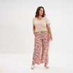T-shirt col en V manches courtes beige femme grande taille