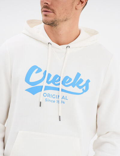 Sweat hoodie à capuche 1 poche blanc homme