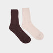 Lot 2 paires chaussettes tricot&eacute;es marron femme