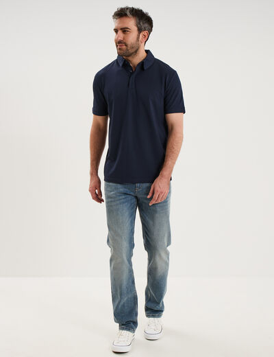 Polo manches courtes bleu p&eacute;trole homme