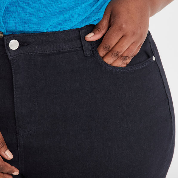 Bermuda ajusté taille haute bleu foncé femme grande taille