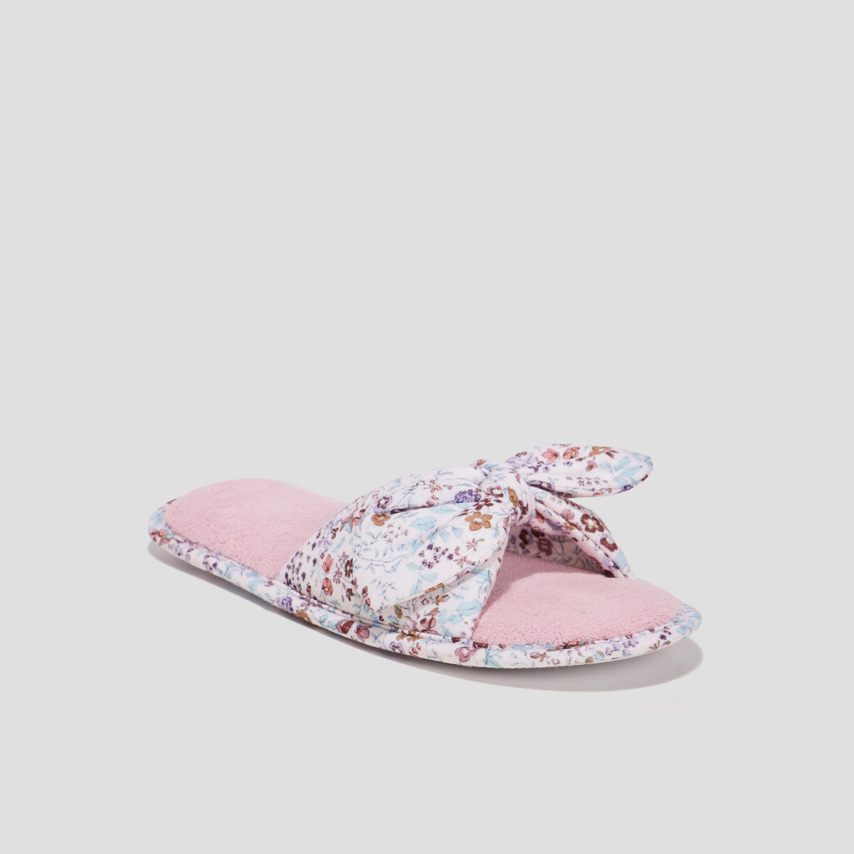 Chaussons mules avec noeuds rose femme