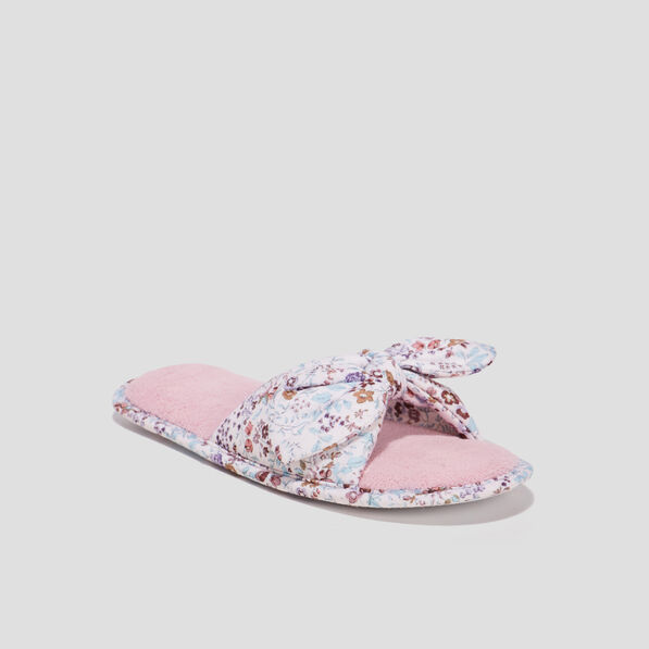 chaussons mules avec noeuds rose femme Chaussons mules avec noeuds rose femme