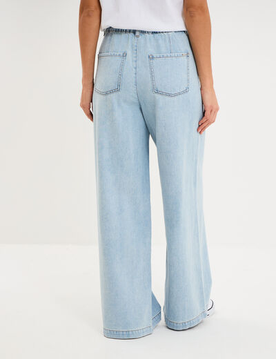 Jean extra large taille haute coton denim triple stone femme