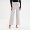 Pantalon effet polaire d&eacute;tails torsades gris clair femme