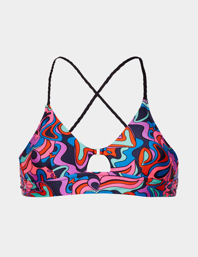 Haut de maillot de bain bretelles fines rose fushia femme