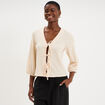 Blouse nou&eacute;e devant manches 3/4 sable femme