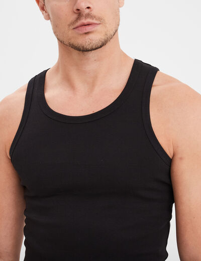 D&eacute;bardeur droit coton bretelles larges noir homme