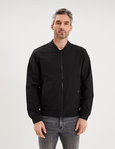 Blouson col teddy d&eacute;perlant noir homme
