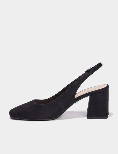 Escarpins slingback suédine noir femme