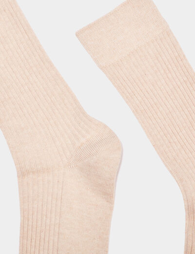 Lot 2 paires chaussettes côtelées beige homme