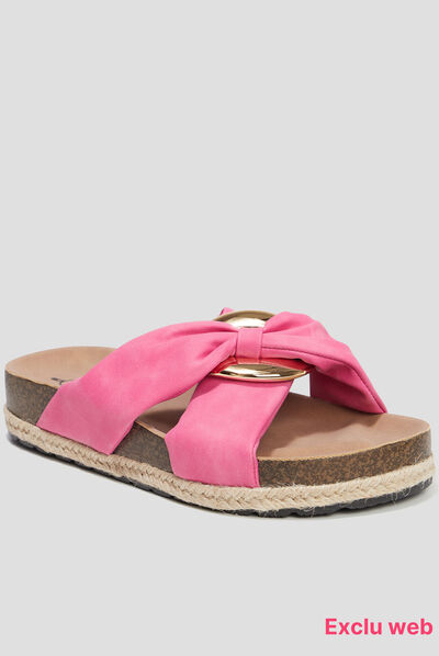 Mules plates brides nouées Mosquitos rose femme