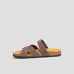 Mules bride d'attache en cuir marron homme