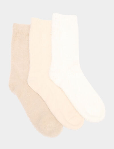 Lot 3 paires chaussettes sable femme